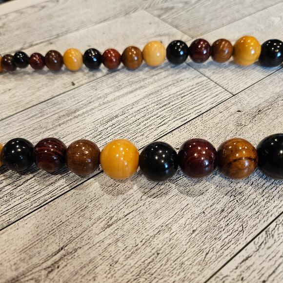 Brown Tone Beaded Necklace Earth Tones Casual Layer Boho Chic - Picture 2 of 7